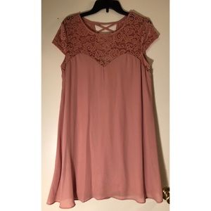 Blush Flowy Dress with Criss Cross Back